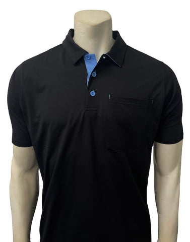 BBS349BK- NEW MAJOR LEAGUE STYLE Short Sleeve Umpire Shirts - Black with Blue Accent