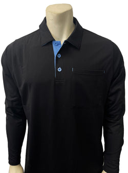 BBS350BK - NEW MAJOR LEAGUE STYLE Long Sleeve Umpire Shirts - Black with Blue Accent