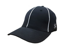 HT110 - Smitty - Performance Flex Fit Hat - Black with White Piping