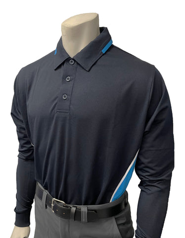 BBS347 - Men's "BODY FLEX" Smitty "NCAA SOFTBALL" Style Long Sleeve Umpire Shirts - Available in Midnight Navy/Bright Blue or Bright Blue/Midnight Navy
