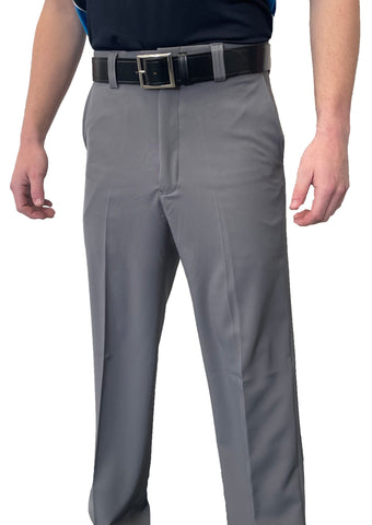 BBS356HG - "NEW" Men's Smitty "4-Way Stretch" FLAT FRONT BASE PANTS with SLASH POCKETS "EXPANDER WAISTBAND"- Heather Grey