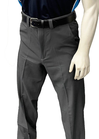 BBS356DG - "NEW" Men's Smitty "4-Way Stretch" FLAT FRONT BASE PANTS with SLASH POCKETS "EXPANDER WAISTBAND"- Dark Grey (Charcoal)