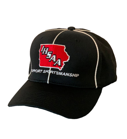 IA100-IHSAA Black w/ White Piping Flex Fit Football Hat